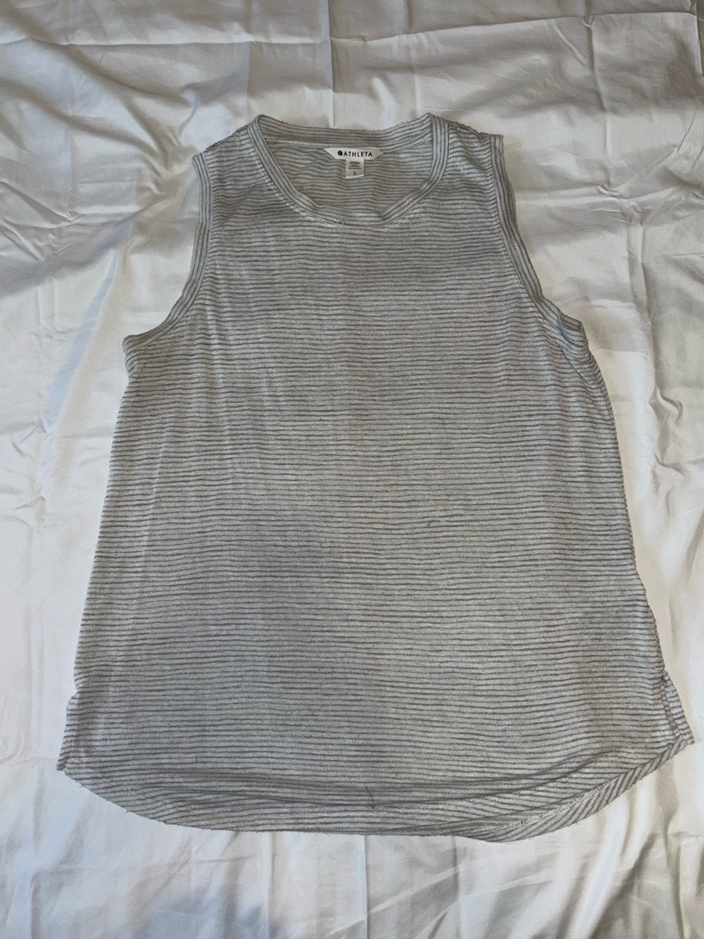 Athleta Breezy Tank (White with Gray Stripes)